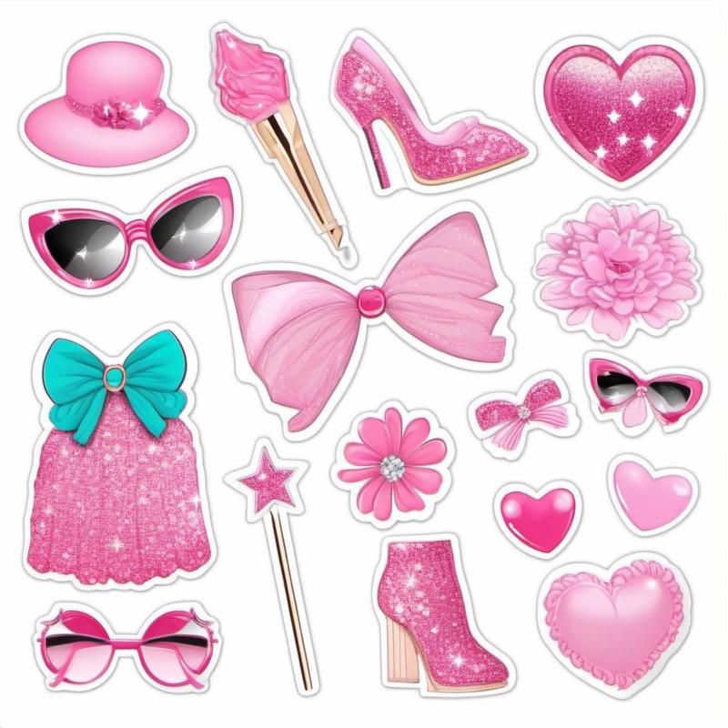 00076-20230831113822-7778-Cute sparkle pink barbie StickerSheet  , Very detailed, clean, high quality, sharp image, Eric Wallis-before-highres-fix.jpg